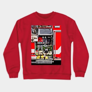 Fireman - Dials and Hoses on Fire Truck Crewneck Sweatshirt